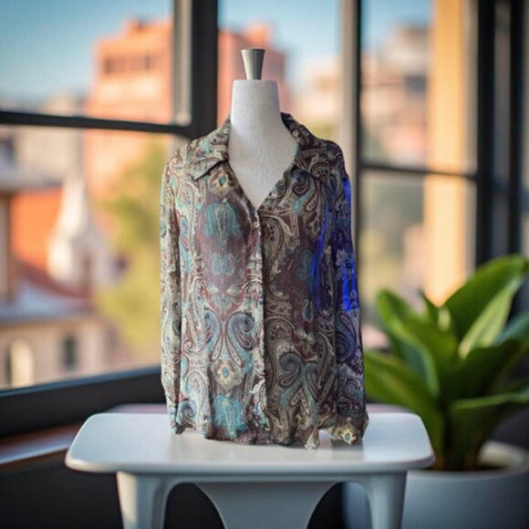 BROWN MULTI COLOR TOP - Picture 1 of 4